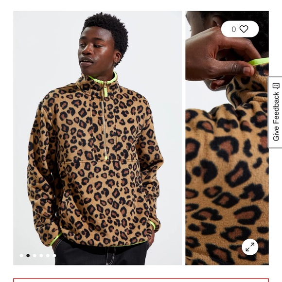 UO Polar Fleece Half-Zip Animal Print Sweatshirt - Picture 3 of 10
